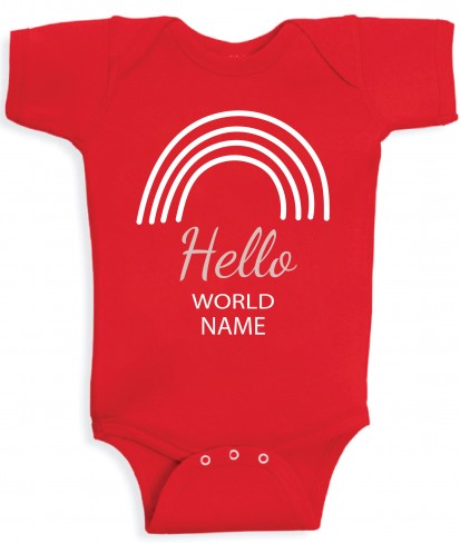 Personalised Hello World Red Unisex Baby Romper